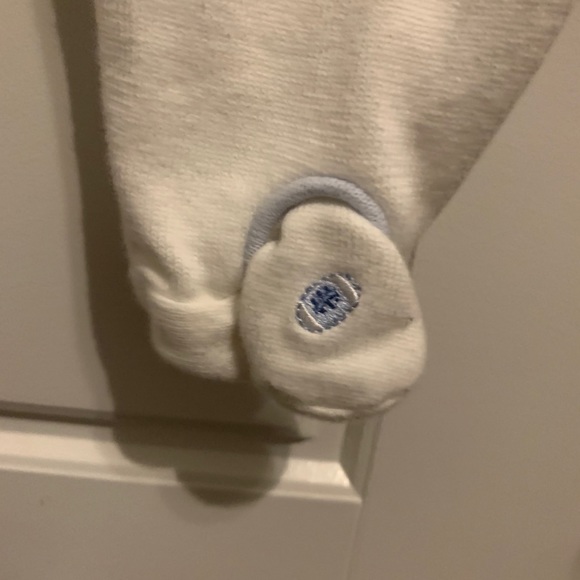 Baby Inc white romper with blue football detail - Picture 2 of 2